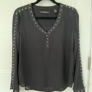 Scotch & Soda Maison Scotch Studded Long Sleeve Top in Black, Size 1